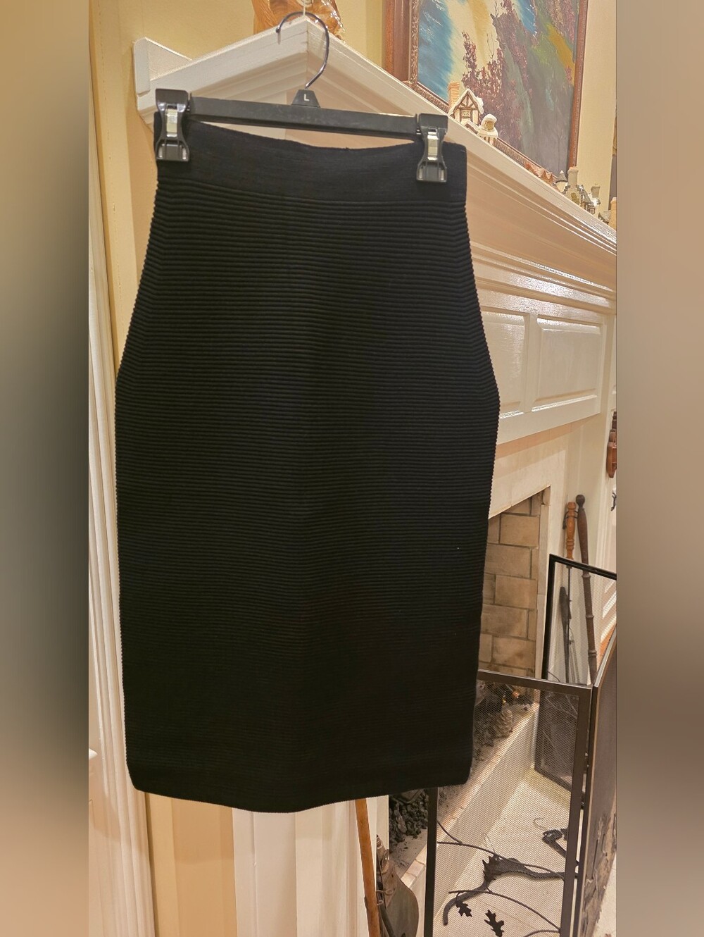 Bailey 44 Black Ribbed Pencil Skirt